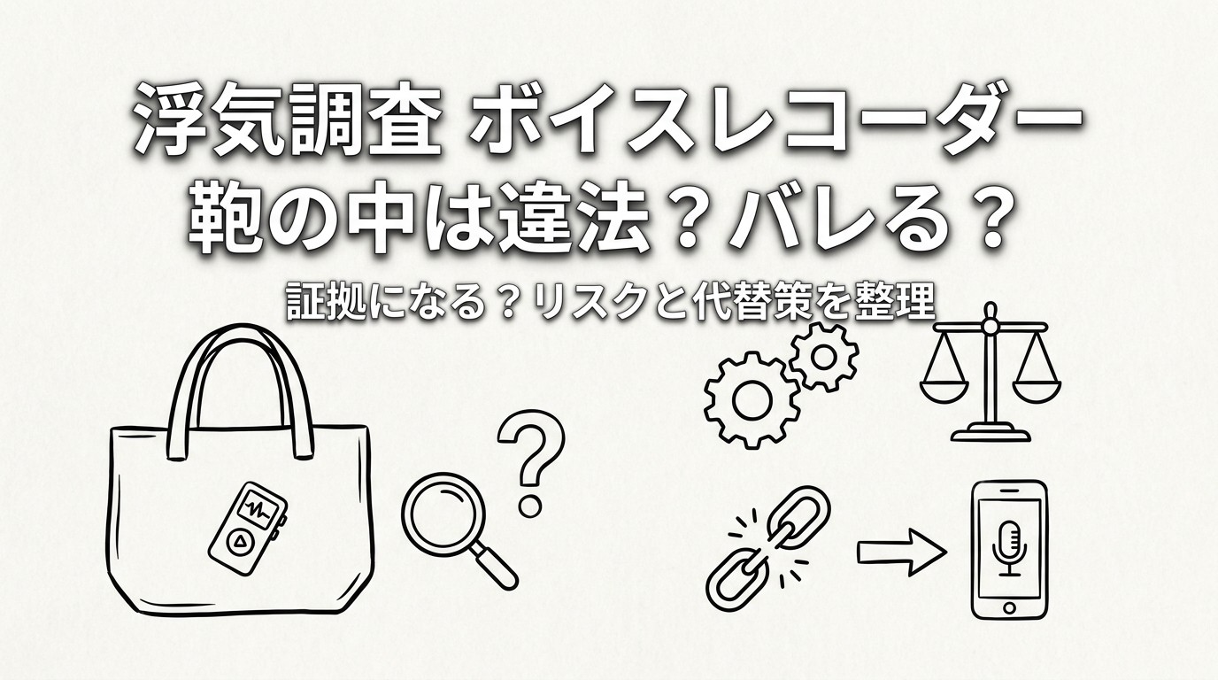 浮気調査 ボイスレコーダー 鞄の中は違法?バレる?証拠になる?リスクと代替策を整理