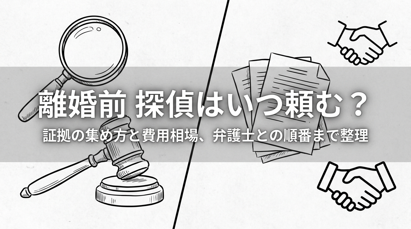 離婚前 探偵はいつ頼む?証拠の集め方と費用相場、弁護士との順番まで整理