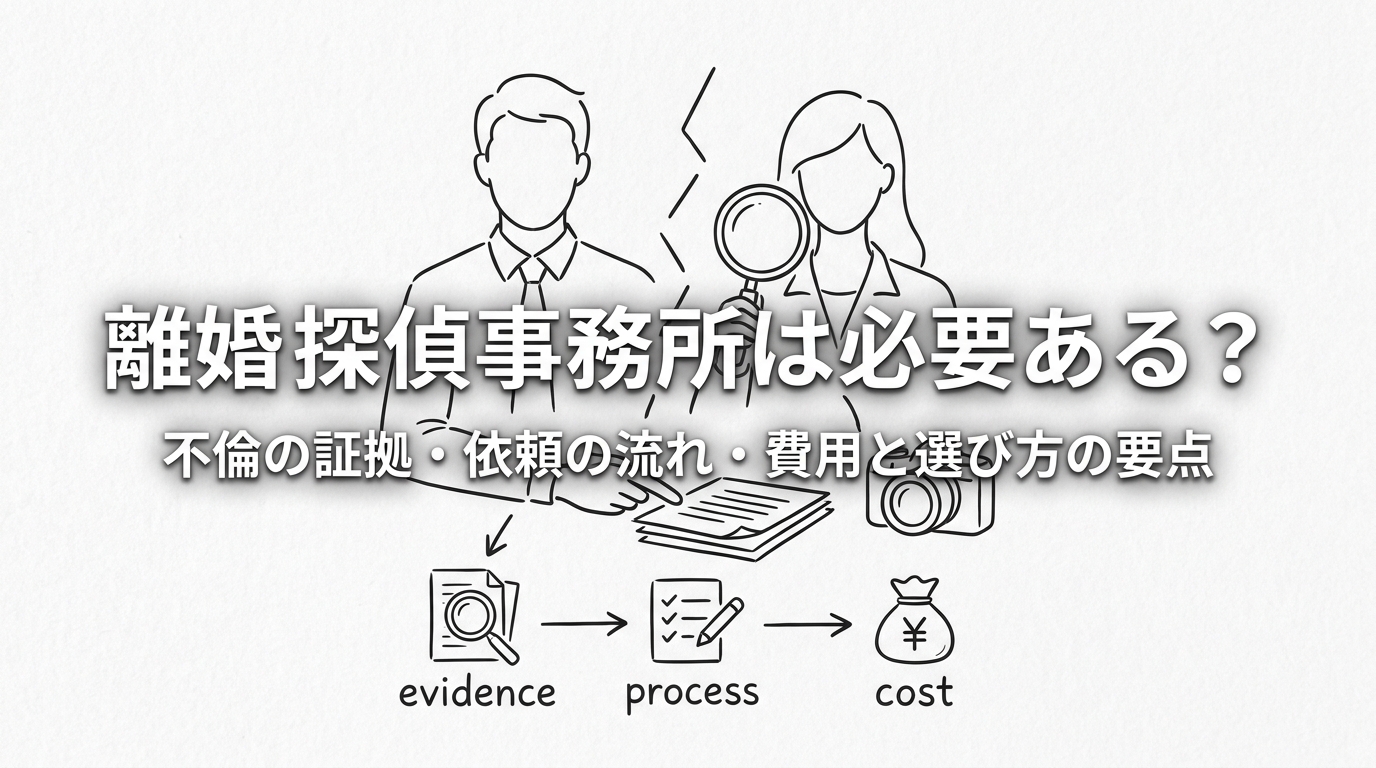 離婚 探偵 事務所は必要ある？不倫の証拠・依頼の流れ・費用と選び方の要点