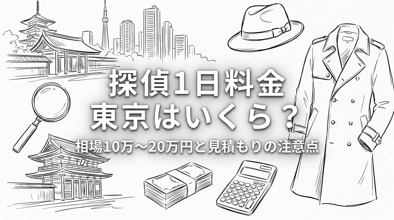 探偵 1日 料金 東京はいくら?相場10万〜20万円と見積もりの注意点