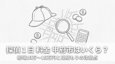 探偵 1日 料金 甲府市はいくら？相場10万〜15万円と見積もりの注意点