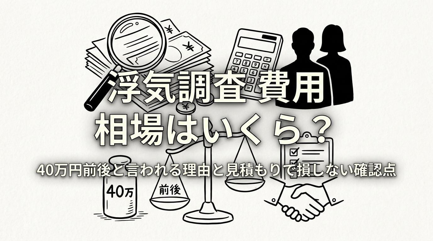 浮気調査 費用 相場はいくら？40万円前後と言われる理由と見積もりで損しない確認点