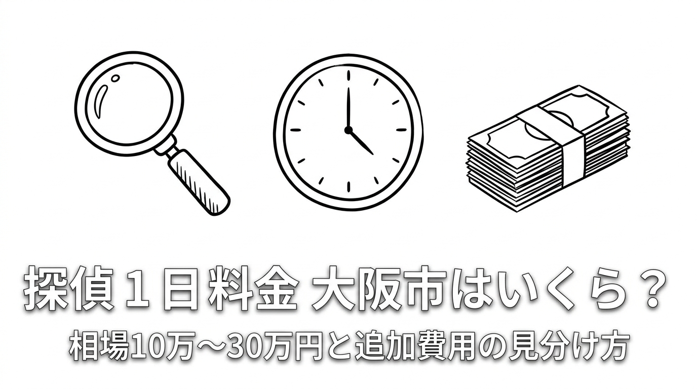 探偵 1日 料金 大阪市はいくら?相場10万〜30万円と追加費用の見分け方