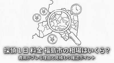 探偵 1日 料金 福島市の相場はいくら？費用がブレる理由と見積もり確認ポイント