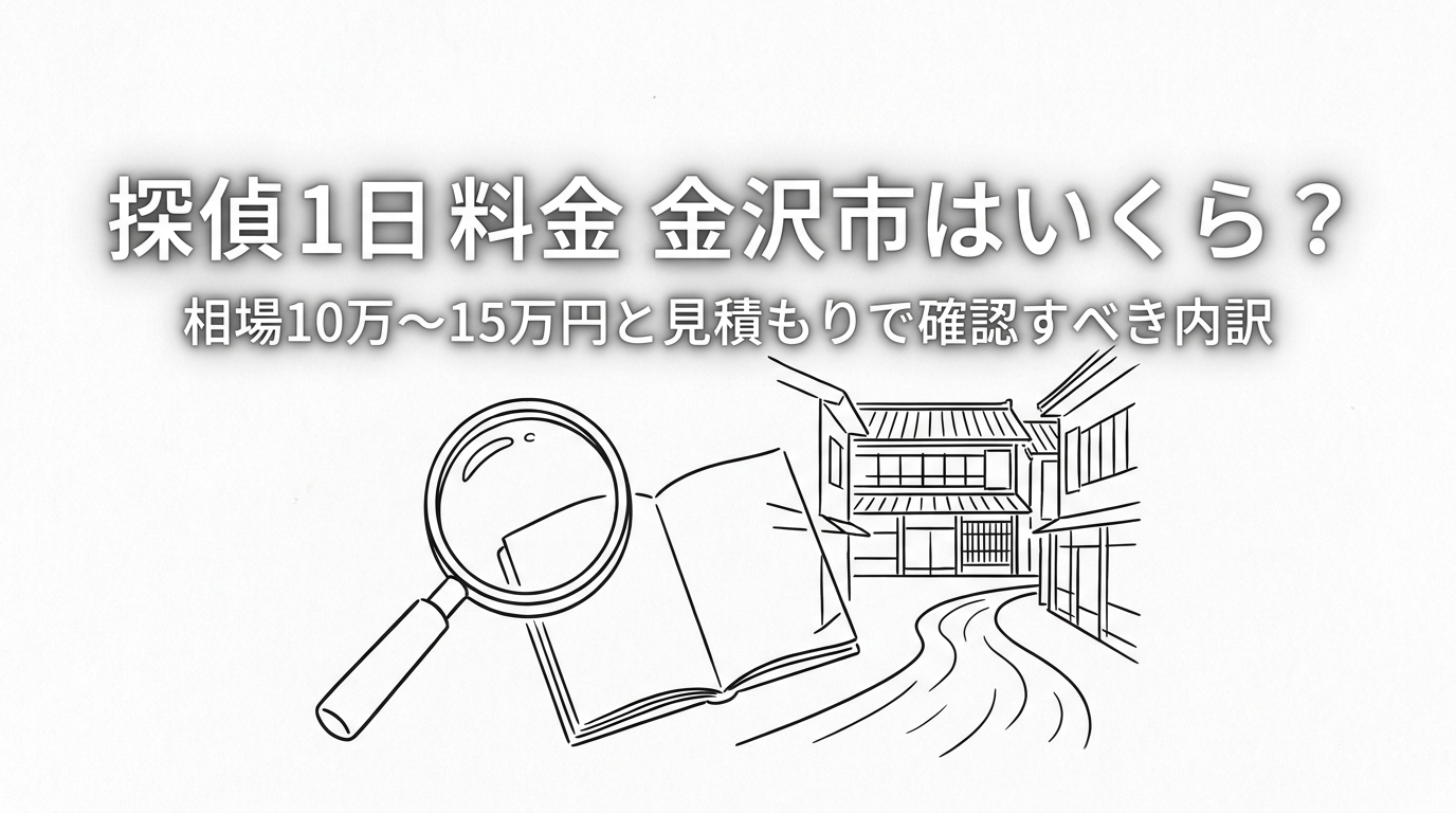 探偵 1日 料金 金沢市はいくら?相場10万〜15万円と見積もりで確認すべき内訳