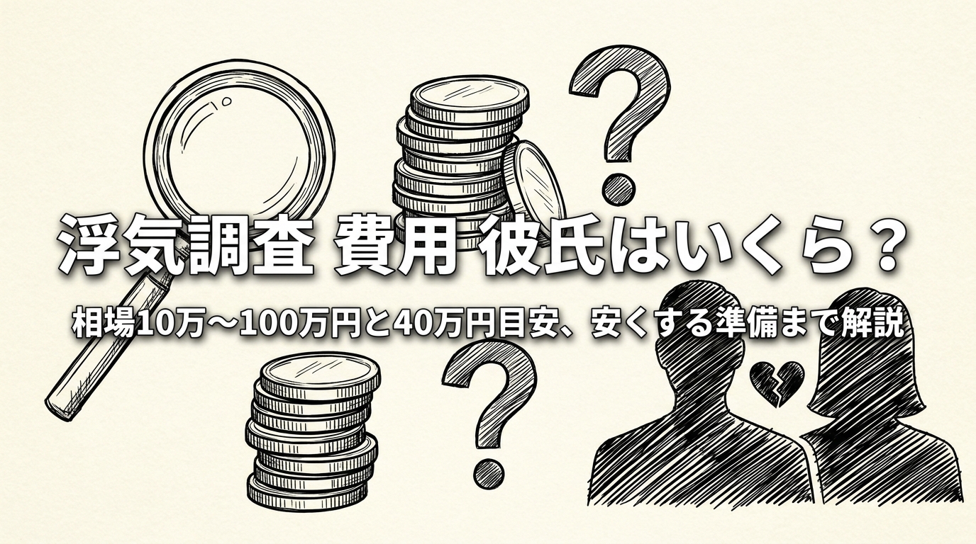 浮気調査 費用 彼氏はいくら?相場10万〜100万円と40万円目安、安くする準備まで解説