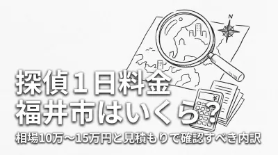 探偵 1日 料金 福井市はいくら？相場10万〜15万円と見積もりで確認すべき内訳