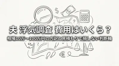 夫 浮気調査 費用はいくら？相場10万〜100万円の内訳と見積もりで損しない判断軸