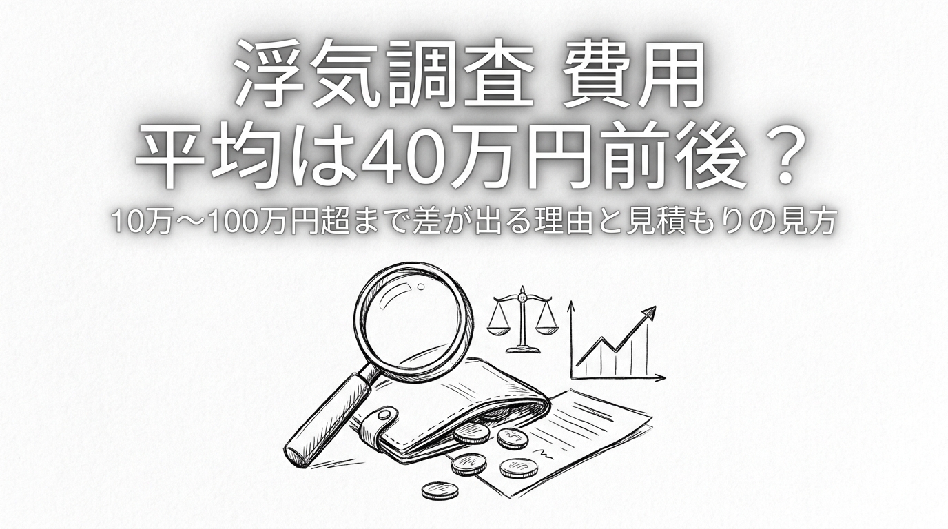 浮気調査 費用 平均は40万円前後？10万〜100万円超まで差が出る理由と見積もりの見方