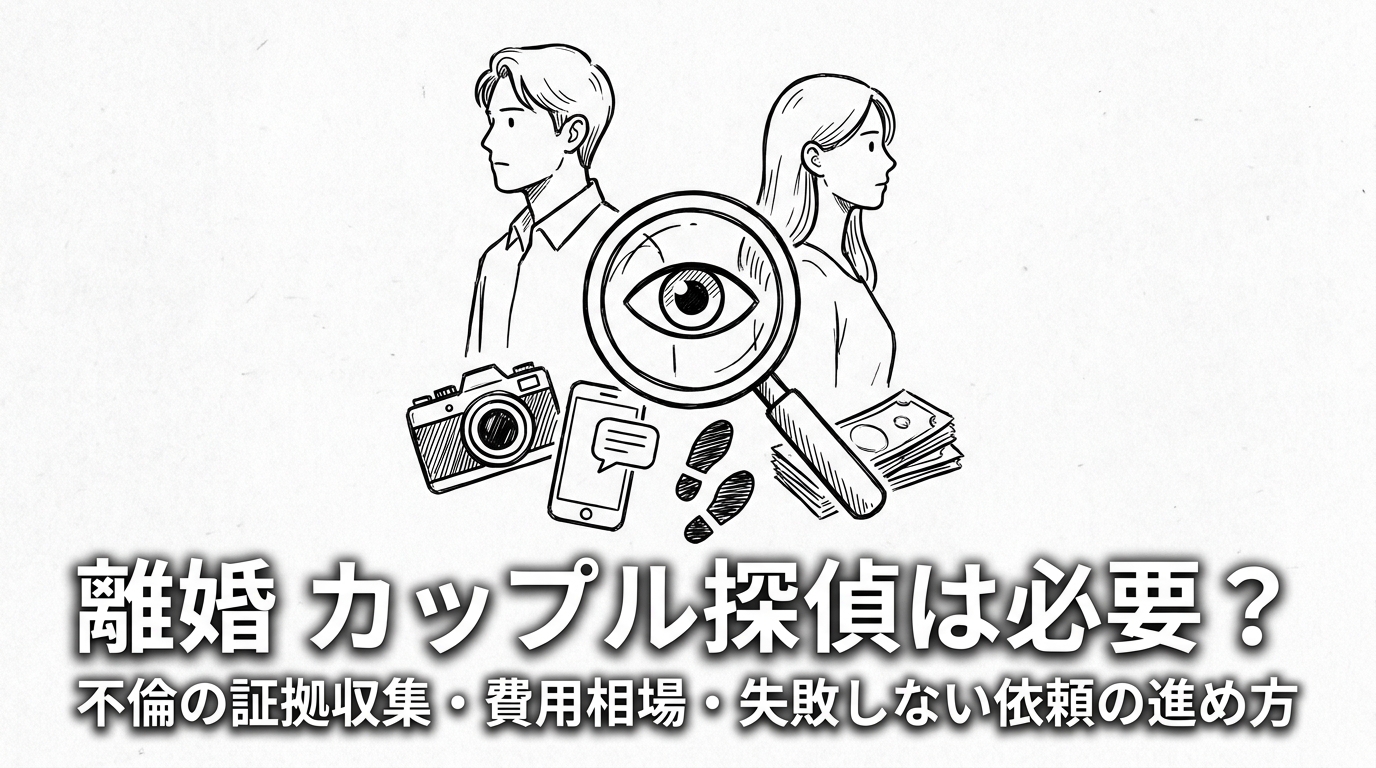 離婚 カップル 探偵は必要?不倫の証拠収集・費用相場・失敗しない依頼の進め方