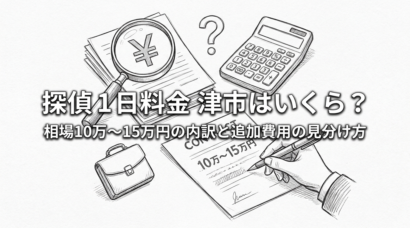 探偵 1日 料金 津市はいくら？相場10万〜15万円の内訳と追加費用の見分け方