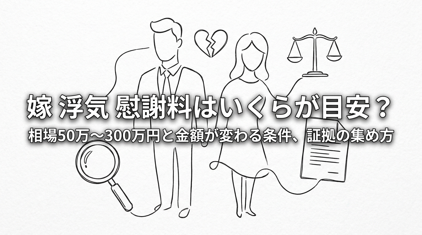嫁 浮気 慰謝料はいくらが目安?相場50万〜300万円と金額が変わる条件、証拠の集め方