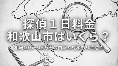 探偵 1日 料金 和歌山市はいくら？相場10万〜15万円の内訳と見積もり注意点