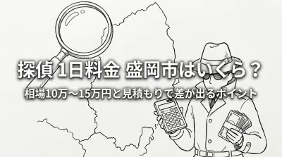 探偵 1日 料金 盛岡市はいくら？相場10万〜15万円と見積もりで差が出るポイント