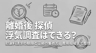 離婚後 探偵 浮気調査はできる？慰謝料請求の期限と証拠の集め方、費用相場まで整理