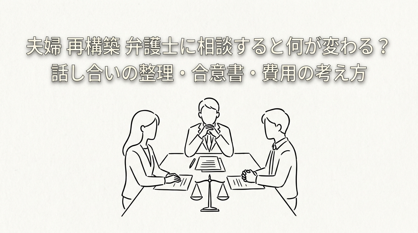 夫婦 再構築 弁護士に相談すると何が変わる?話し合いの整理・合意書・費用の考え方