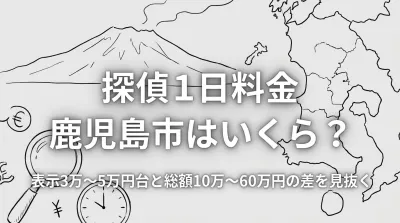 探偵 1日 料金 鹿児島市はいくら？表示3万〜5万円台と総額10万〜60万円の差を見抜く