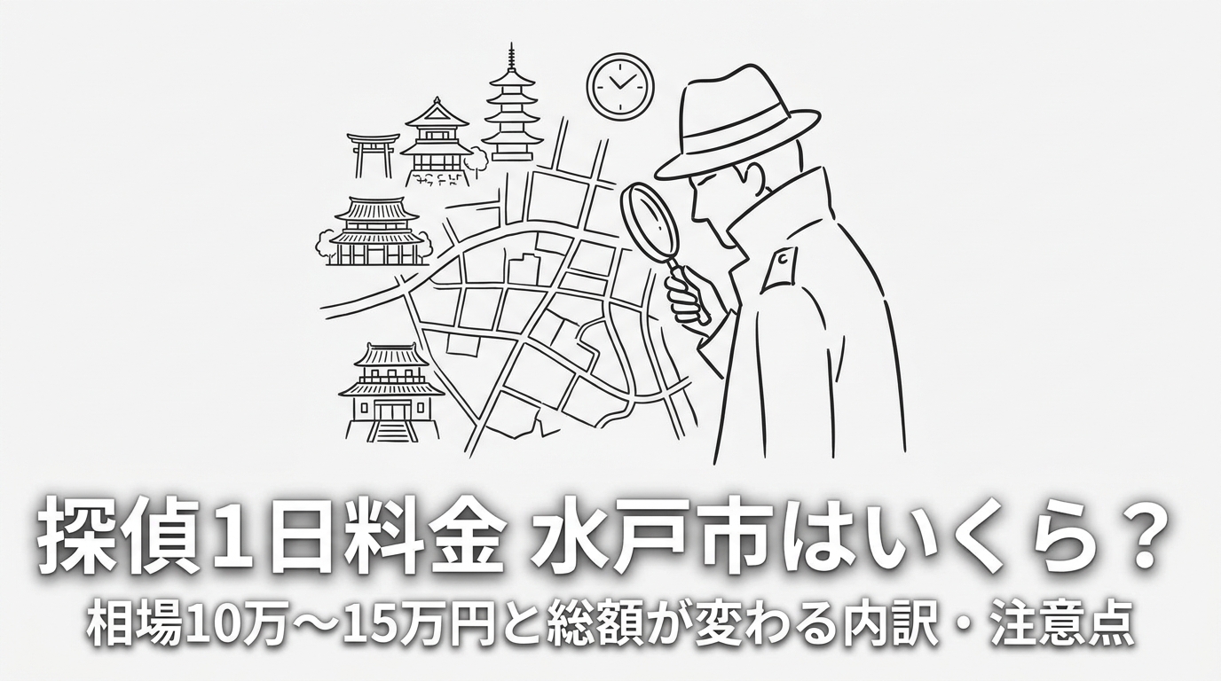 探偵 1日 料金 水戸市はいくら？相場10万〜15万円と総額が変わる内訳・注意点