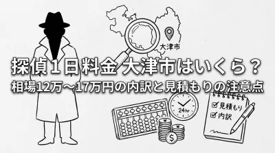 探偵 1日 料金 大津市はいくら？相場12万〜17万円の内訳と見積もりの注意点