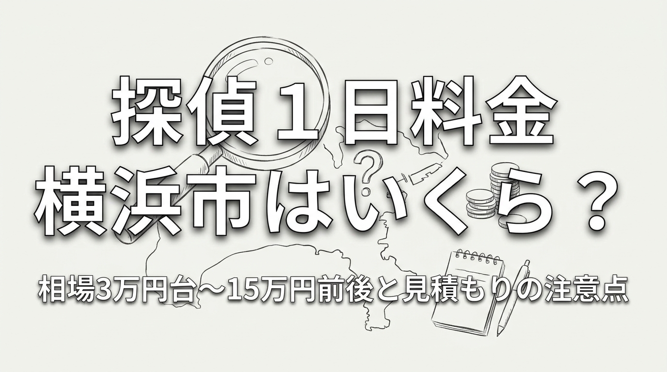 探偵 1日 料金 横浜市はいくら？相場3万円台〜15万円前後と見積もりの注意点